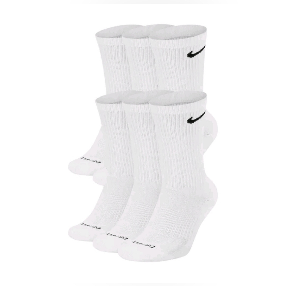 NIKE EVERYDAY PLUS CUSHION CREW 6 PAIR SOCKS_WHITE SX6897-100-SIZE M